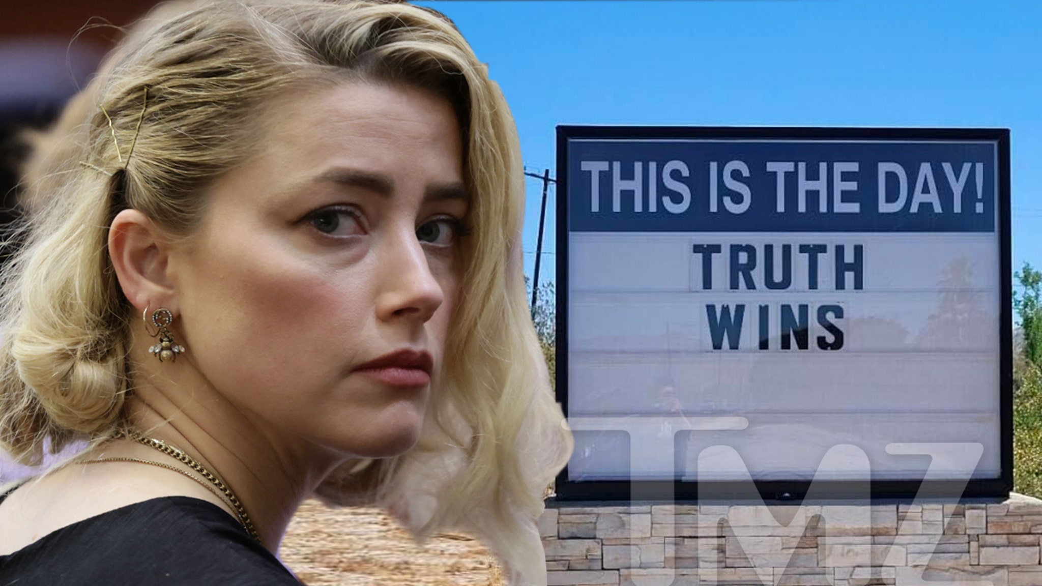 Đọc biển báo “Truth Wins” trên đường đến thị trấn chính của Amber Heard