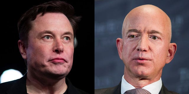 CEO Tesla Elon Musk và người sáng lập Amazon Jeff Bezos.