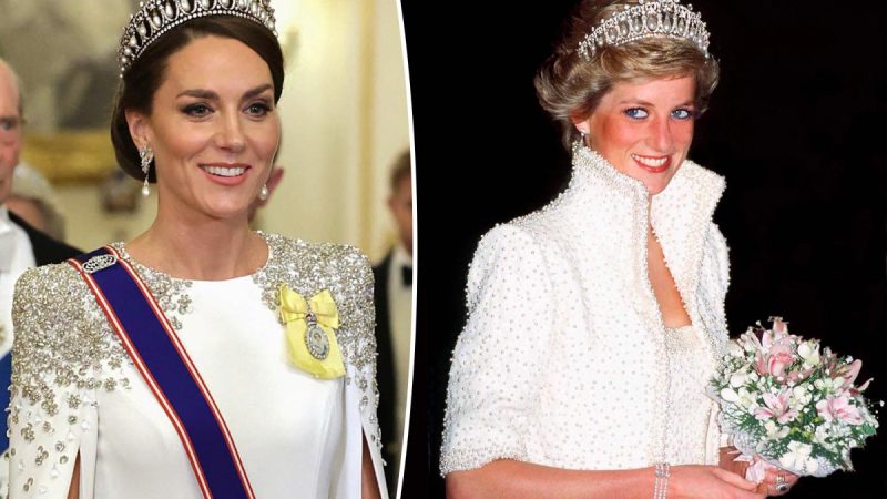 Kate Middleton đội vương miện của Công nương Diana tại quốc yến

