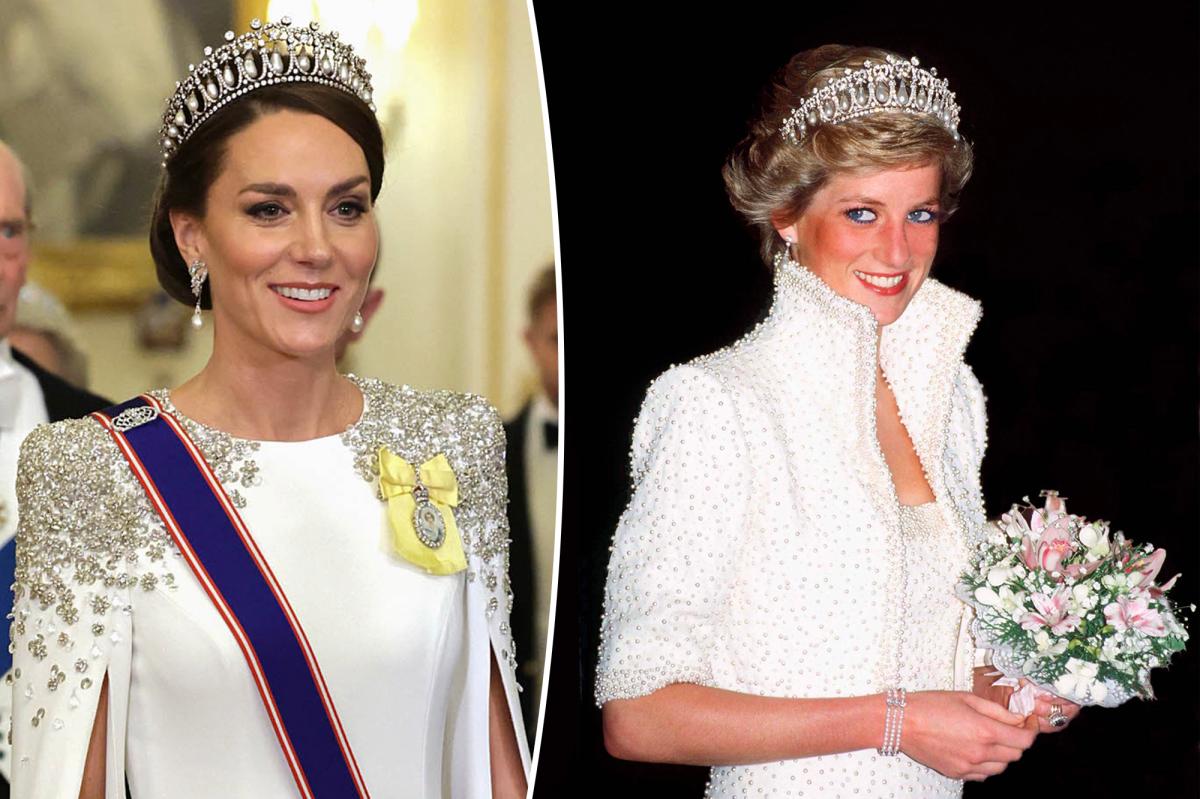 Kate Middleton đội vương miện của Công nương Diana tại quốc yến